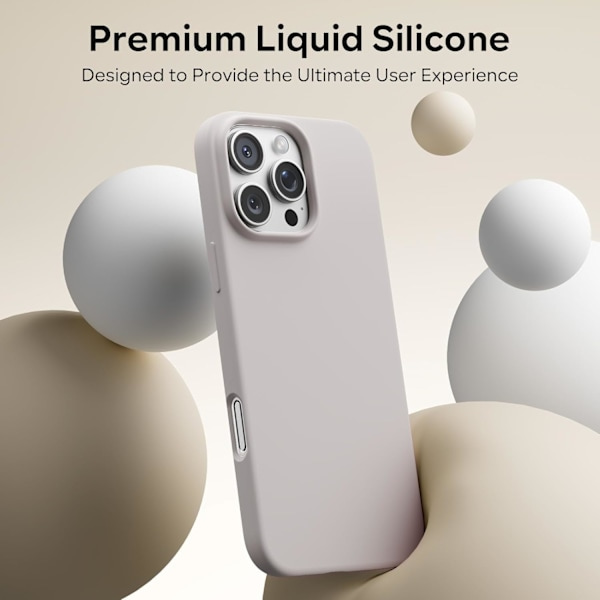 Flytende silikondeksel til iPhone 16 Pro Max - Støtsikkert/Full beskyttelse, grå Light grey iPhone 16 Pro Max
