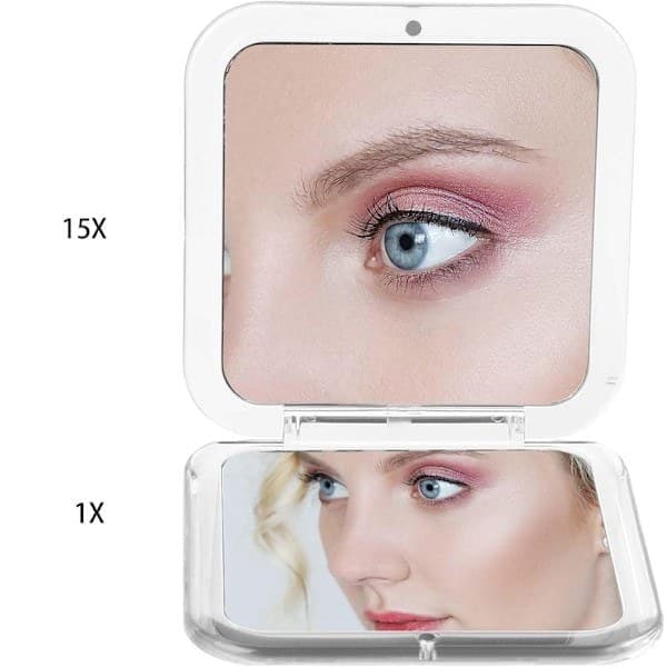 Makeupspejl 15x forstørrelse, foldbart, bærbart spejl, til rejser og makeup Khaki Khaki Khaki Khaki
