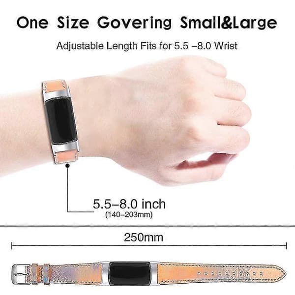 Fitbit Charge 6/5 Ægte Læder Justerbart Armbånd - Premium Lyseblå Rem Pink guld Fitbit Charge 6 Pink gold Fitbit Charge 6