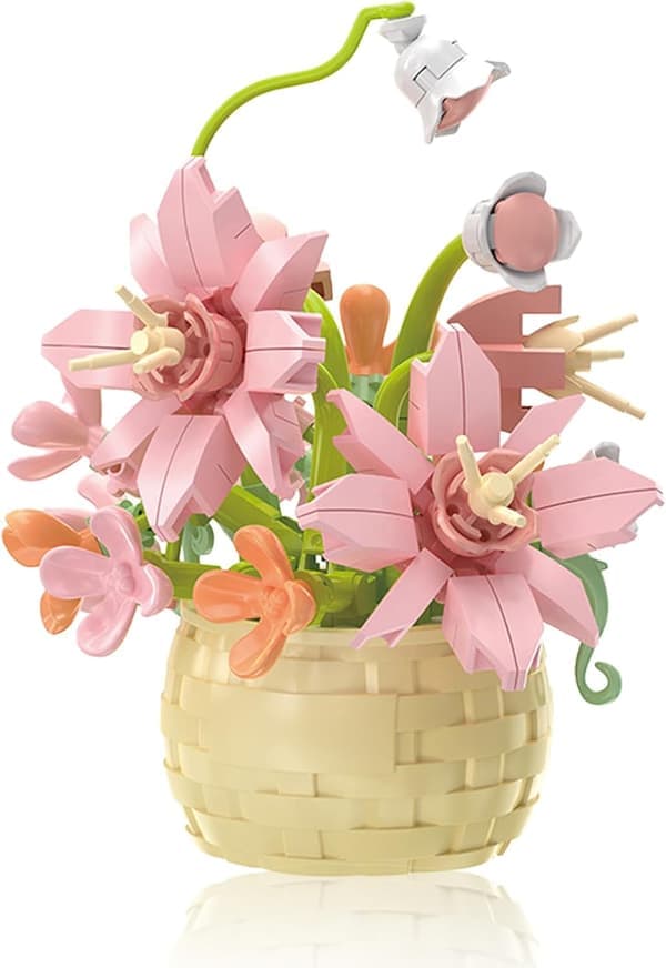 Mini Blomster Byggeklosser Sett, Botanisk Samling Bursdagsgave for Jenter Gutter Voksne Barn Alder 6+ Lysegul Light yellow