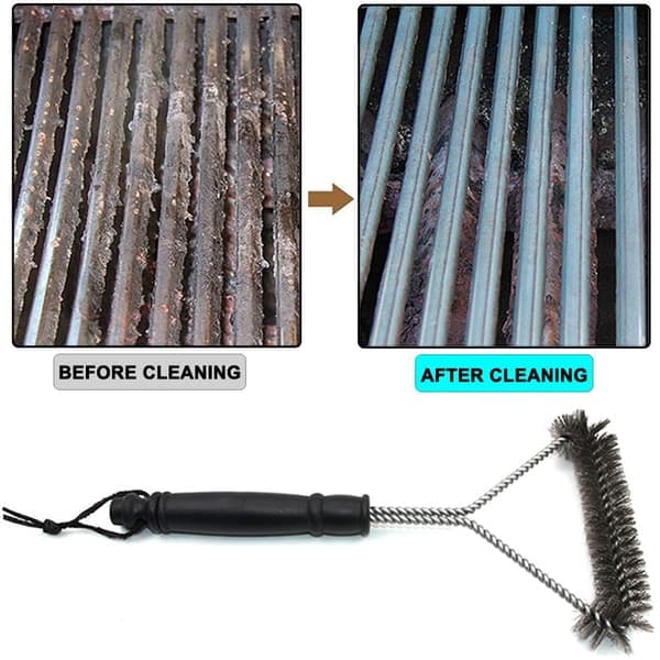 Grillborste - Triangulära borst i rostfritt stål för snabb och effektiv rengöring av alla grillar (30 cm)