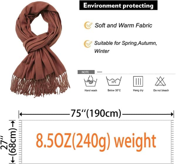 Dame Tørklæder Pashmina Sjaler og Wraps til Bryllup Tørklæder til Kvinder Vinter Rødbrun Reddish Brown