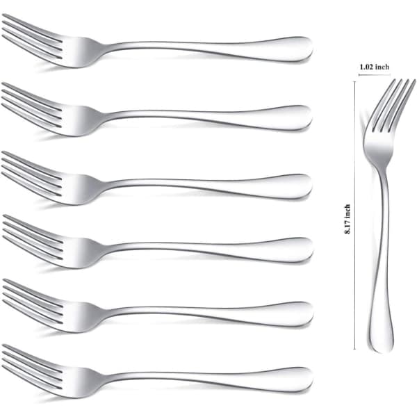 Gafler 6-pak, Rustfrit stål 20,5 cm Bestik, Bordgafler Sæt med 6