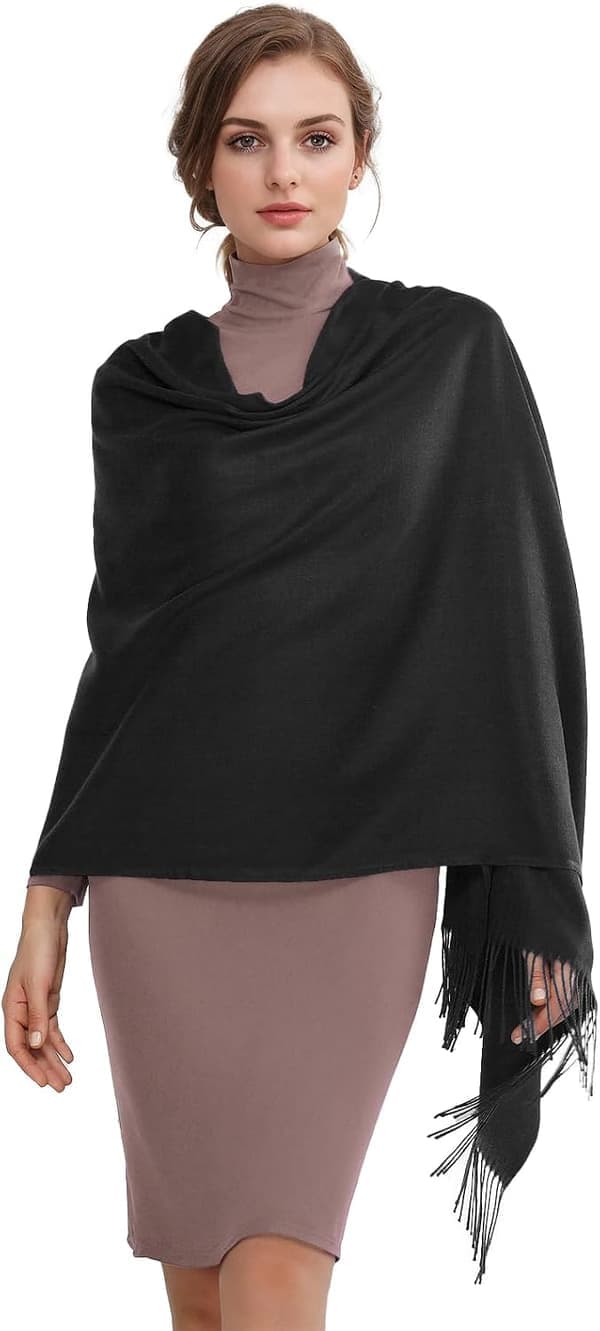 Dame Tørklæder Pashmina Sjaler og Wraps til Bryllup Tørklæder til Kvinder Vinter Sort Black