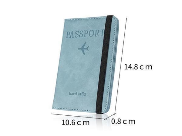 Passfodral PU-läder RFID-blockerande passfodral Reseplånboksfodral med kortplats och elastiskt band