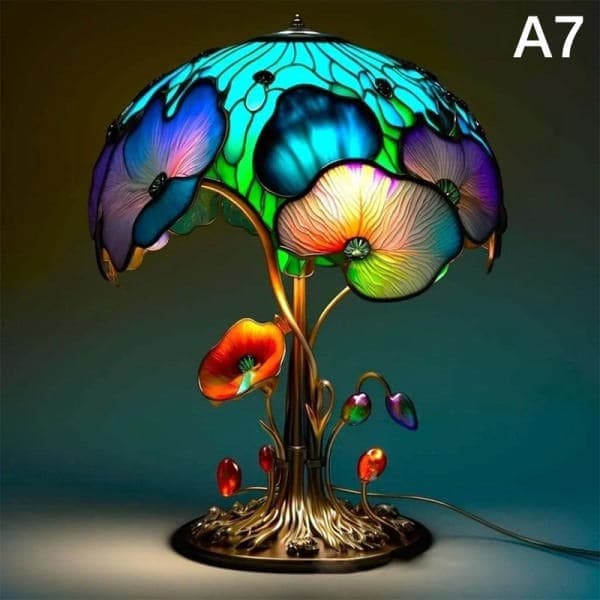 Vintage Tiffany glaslamper serie champignon snegl blæksprutte A7 A7 A7