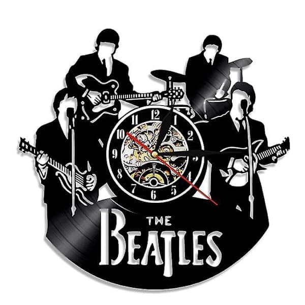 Vinylväggklocka, Beatles Vinylväggklocka, Retroväggklocka för heminredning