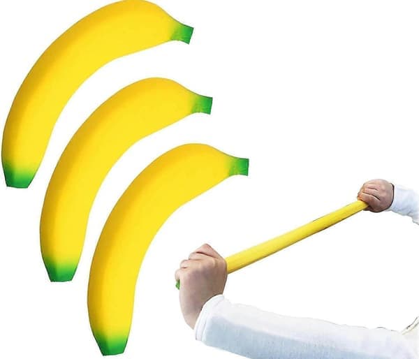 3-pack banan-squishy-leksaker, stresslindrande töjbar bananleksak, sensoriska fidgetleksaker för barn