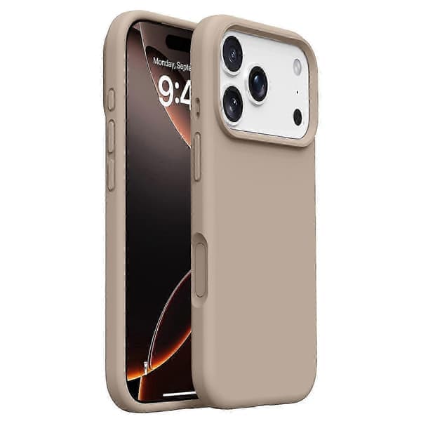 iPhone 17 Pro Max-deksel Mykt mikrofiberfôr, flytende silikon + PC-beskyttelse Lys kaffe Lys kaffe Light Coffee