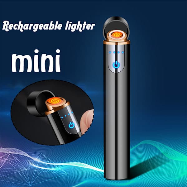 Mini Touch Sensor Flameless Lighter Bærbar USB Genopladelig Vindtæt Lighter Sølv Is Silver Ice