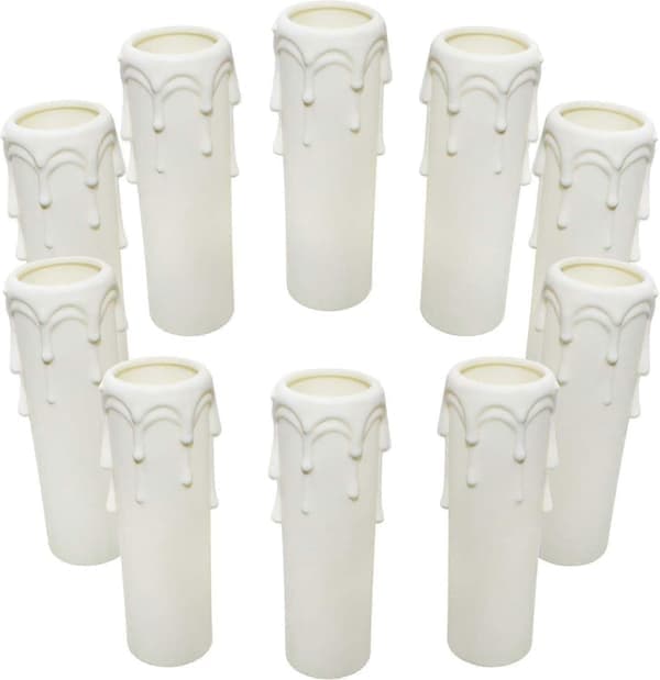 10 stk. lysestakehylser 30 mm x 100 mm hvite plastlysestake-rør for lysekroner vegglamper