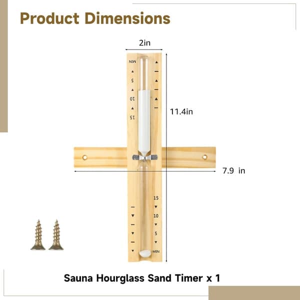 Bastu Timglas Sandtimer, 15 minuters Sandtimer Trä Sandklocka Timglas med Sand Bastutillbehör, Väggmonterbar