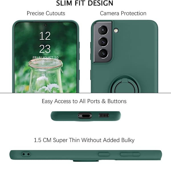 Samsung S21 - Vælg farve silikonecover magnetisk ringholder sort