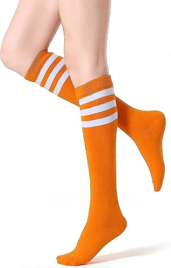 4-pakning knestrømper for kvinner, hverdagsrørstrømper - Yvan Oransje hvit Orange white