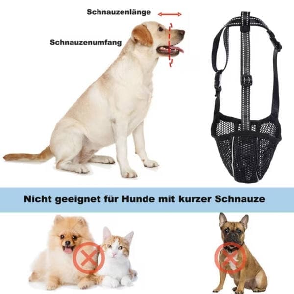 Justerbar hundmunkorg – Andningsbar och reflekterande Grå S Gray S