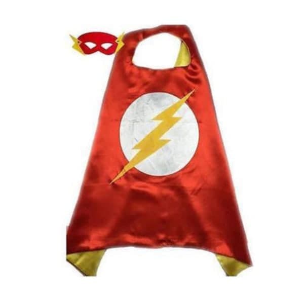 Superhero Cosplay Kapper + Øyemaske for Barn Halloween Kostyme Flash Cape + Øyemaske Flash flash