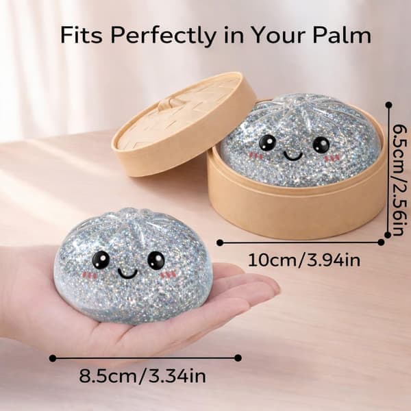 Glitter Dumpling Squishies Mystery Box, Myk Dumpling Stressavlastende Sensorisk Leketøy for Voksne (Sølv) sølv silver