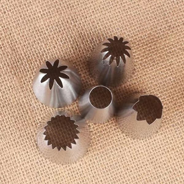 5 store sprøytetipper, sprøytepose-glasurtips, dekorasjoner til bakverk og cupcakes