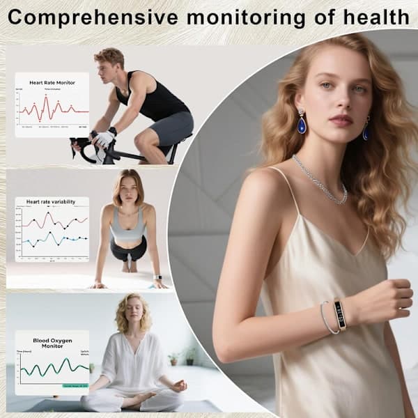 Smart Armbånd med Skritteller, Søvnovervåking, Flere Sportsmoduser, Smartklokke for iPhone & Android Gull Gold