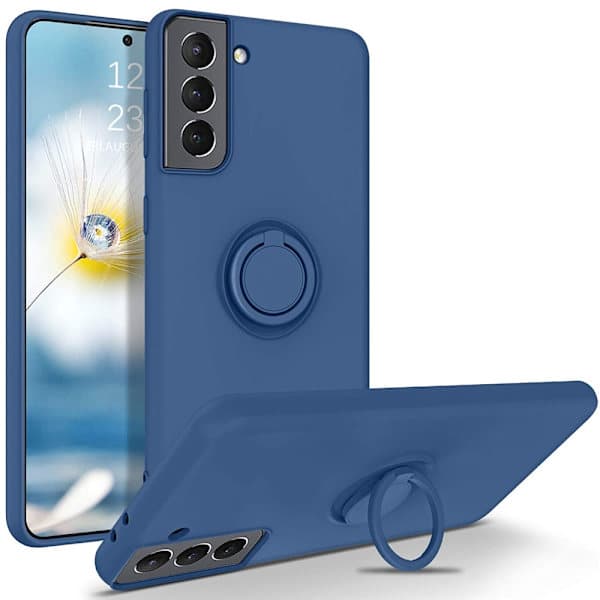 Samsung S21 - Vælg farve silikonecover magnetisk ringholder sort