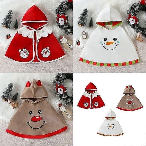Julcape sjal för barn, tecknad snögubbe ren-cape, juldräkt för barn, julkläder Light Brown 80 cm