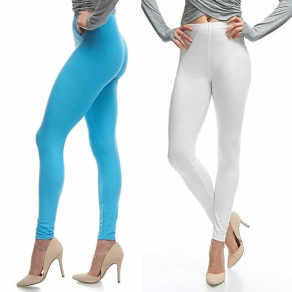 Leggings for kvinner i ensfarget høy midje, elastisk, mørkeblå XL Deep Blue XL Deep Blue XL