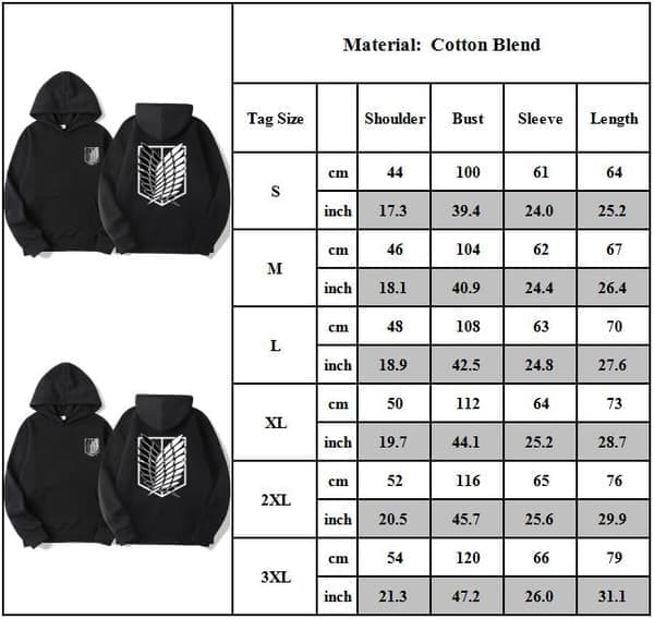 Attack On Titan Anime Hættetrøje Sweatshirt Pullover Cosplay Top Unisex Voksen SS S S