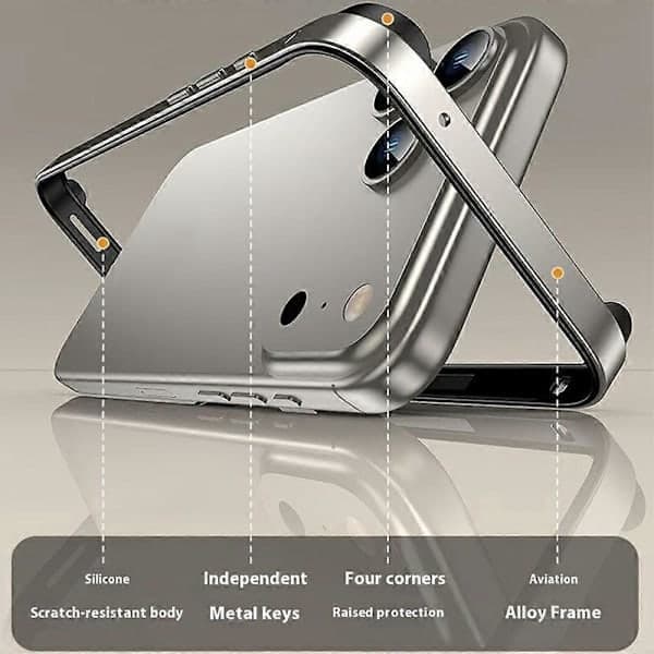 Etui til iPhone 17 Pro, hult varmeavledende silikonmetallstøtfangertelefonetui (sølv, sølv)