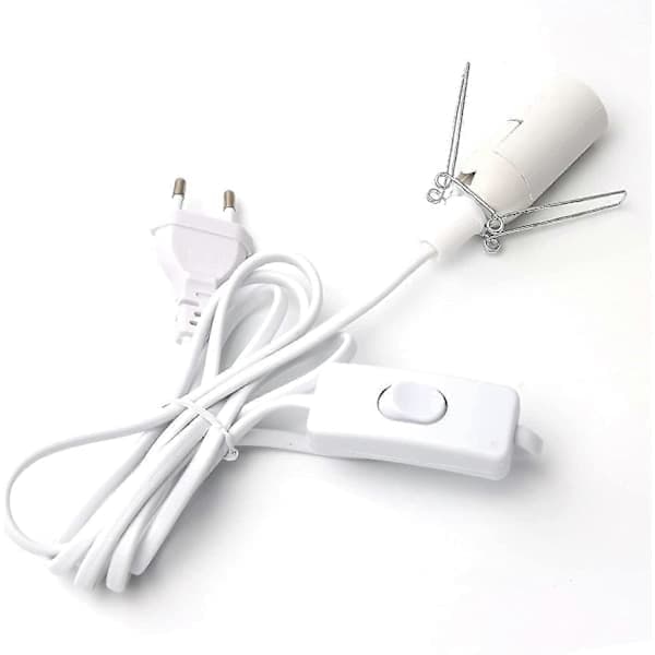 Ny kabel til saltlampe med bryter 2024 - E14-1,8 m - Saltlampefot, hvit