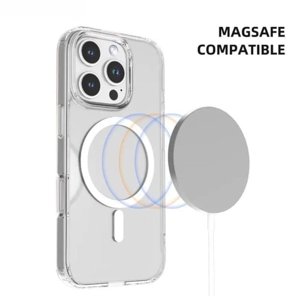 iPhone 16 Pro Max-deksel gjennomsiktig MagSafe - Omfattende støtsikker beskyttelse