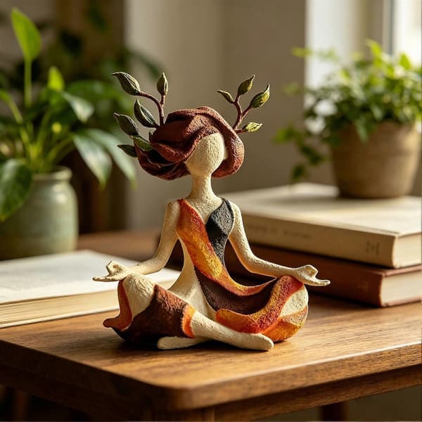 Abstrakt Yogaflicka-figur i harts – Mediterande Damstaty – för Spa & Yogarum A A