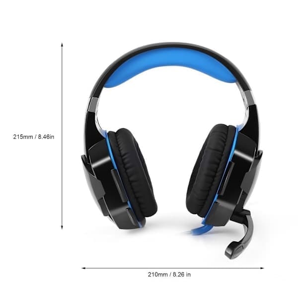 Gaming Headset Over-Ear med Mikrofon, Kablede Hodetelefoner for PC PS4 Xbox Blå Blå Blå