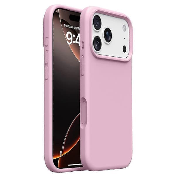 iPhone 17 Pro Max Deksel Mykt Mikrofiberfôr, Flytende Silikon + PC Beskyttelse Rosa Pink