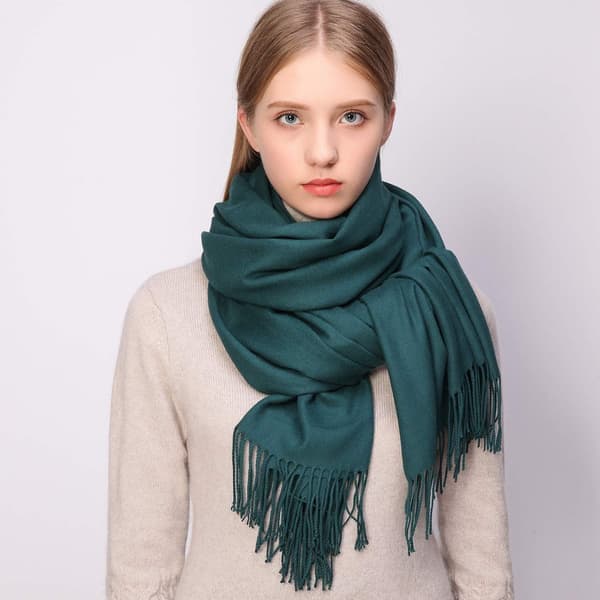 Dame Tørklæder Pashmina Sjaler og Wraps til Bryllup Sjaler til Kvinder Vinter Grøn Green