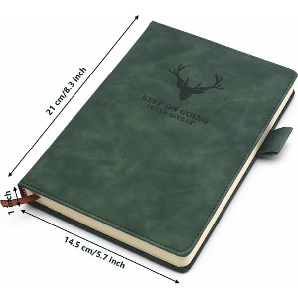 A5 Notesbog - Hardcover Executive Notesbog med Premium Tykt Papir, College Gitter Notesbog, 21,1 cm × 14,7 cm, 360 Sider (Grøn)