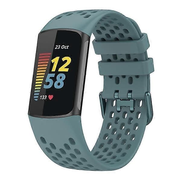 Blød silikone sportsudskiftningsrem med åndehuller til Fitbit Charge 6/5 Multicolor Style E Style E