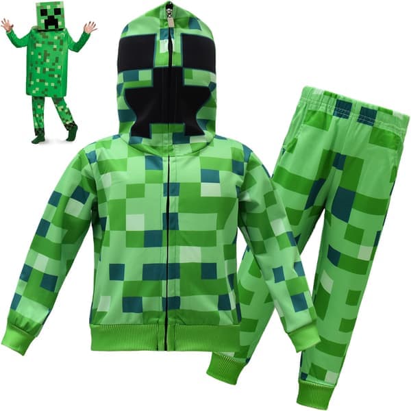 2-pack Minecraft-dräkter för barn, långärmad tröja med huva och byxor - FA - 130cm 130cm 130cm