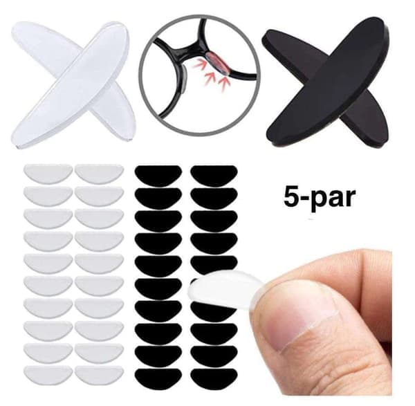 5 par næsepuder til briller silikone Sort 5 par - Sort Sort 5 par - Sort Black 5 par - Svart