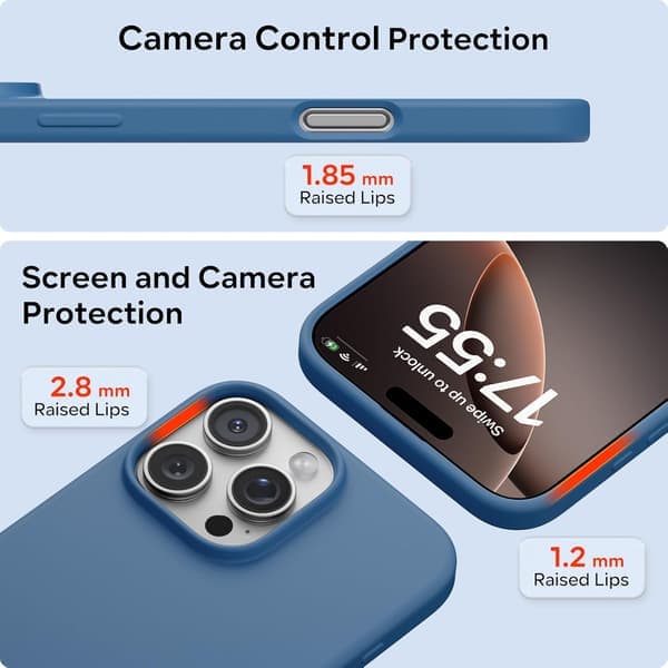 iPhone 16 Pro Deksel Flytende Silikon, Støtsikkert Deksel Kompatibelt med iPhone 16 Pro Deksel Mykt, Full Beskyttelse Deksel (Blå) Blå iPhone 16 Pro Blue iPhone 16 Pro