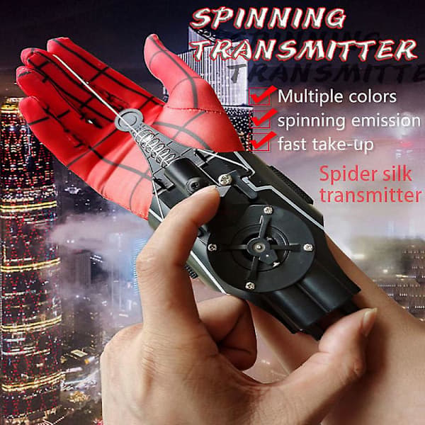 Spider-Man web shooter legetøj, Spider-Man lærer rollespil Peter Parker tilbehør, handske, børnelegetøj sort