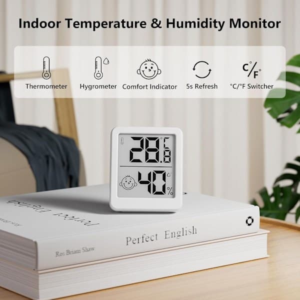 Trådløst termometer og hygrometer inne/ute - Hvit/svart Hvit white