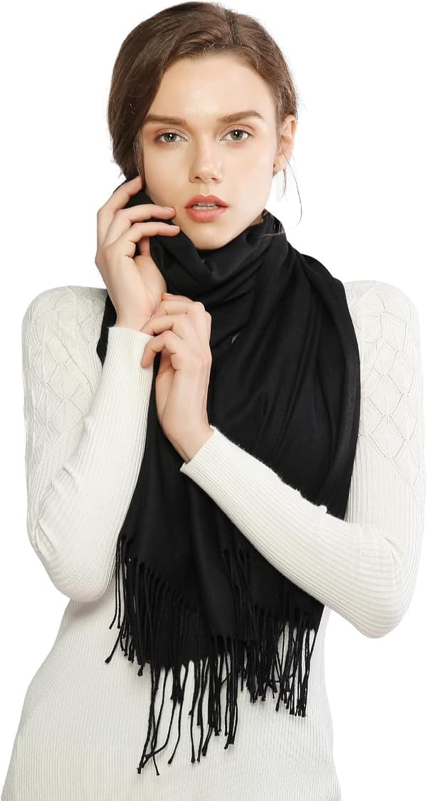 Dame Tørklæder Pashmina Sjaler og Wraps til Bryllup Tørklæder til Kvinder Vinter Sort Black