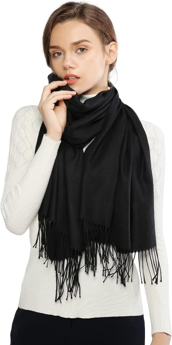 Dame Tørklæder Pashmina Sjaler og Wraps til Bryllup Tørklæder til Kvinder Vinter Sort Black