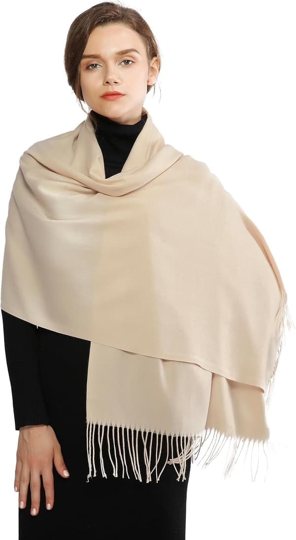 Skjerf til dame Pashmina sjal og omslag til bryllup Skjerf til dame Vinter beige beige