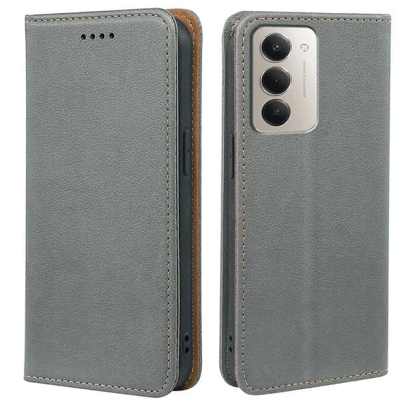 TKdaddy Pung Etui til Xiaomi Redmi 15 5G RFID Blokerende PU Læder Flip Telefon Etui med Stærk Magnetisk Lukning Grå