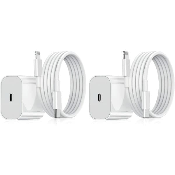 2-pack iPhone-laddare, 20W Lightning-adapter + 2m kabel, vit 2-pack Lightning 2-Pack Lightning