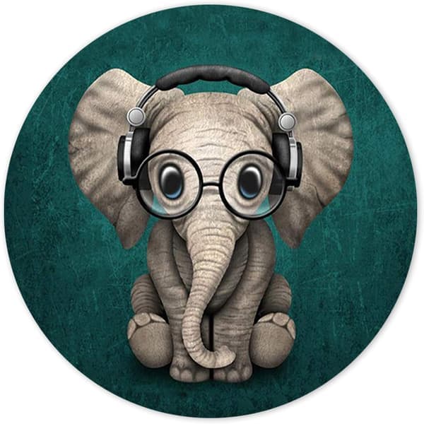 Musematte med sydd kant, musematte premium tekstur, vanntett, sklisikker gummibase rund musematte