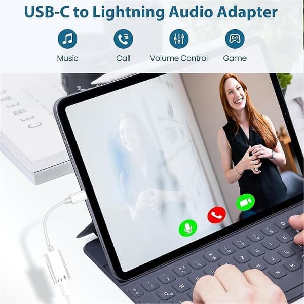 USB-C - Lightning -kuulokeadapteri 15 Pro Maxille, Type C uros - Lightning naaras