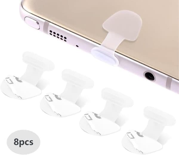8-pack dammskydd för mobiltelefoner - Kompatibla med Type-C, dammtäta, hållbara och förlustsäkra kontaktskydd transparenta