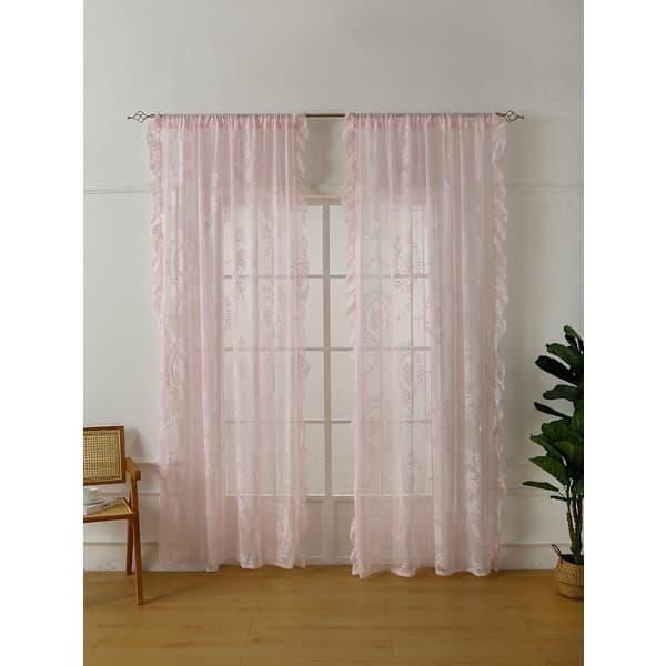 Lyserøde blonde gardiner 2 stk. Lyserød 140*160cm Pink 140*160cm